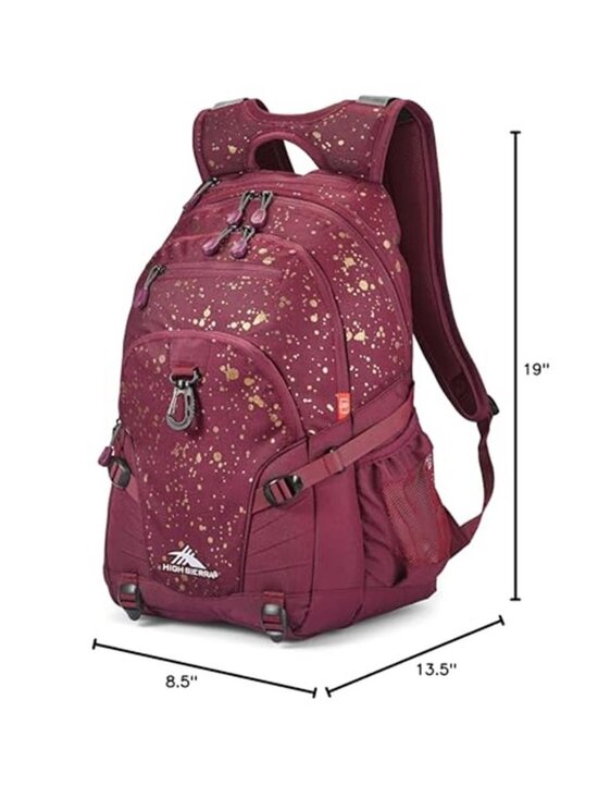 Backpack Travel Work Bookbag Tablet Sleeve Maroon Copper Splatter One Size main image 5